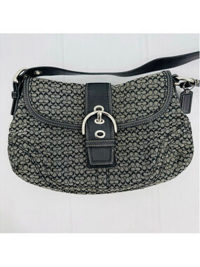 Coach SoHo Signature Bag F12309 Black Vintage Y2K Canvas Leather Hobo Purse